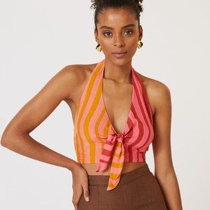 Farm Rio Mixed-Stripe Halter Top Size M